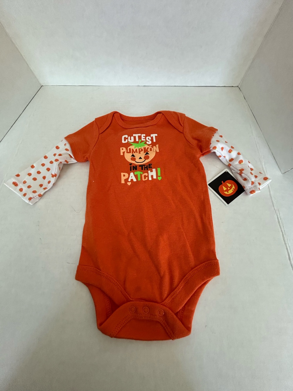Orange Halloween Pumpkin Graphic One-Piece Bodysuit for Baby Sz 0–3M NWWT